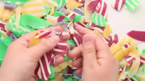 Final Striped Soap Crushing Session Stock Footage 314614618