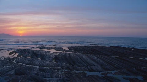 Final sunset in Flysch landscape Stock Footage 112294650
