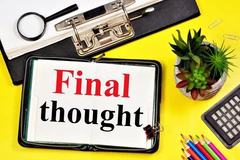 Final thought. The text label in the notebook. Stock Photos