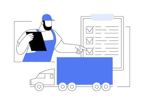 Final truck quality check abstract concept vector illustration. Stock Illustration