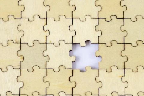 Finalize the case. The missing wooden puzzle. Stock Photos