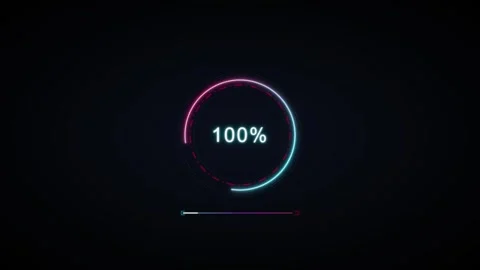 Finalized 100 percent circular loading animation with neon pink and blue gl.. 動画素材 336365094