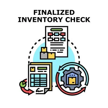 Finalized inventory check process management audit Stock Illustration