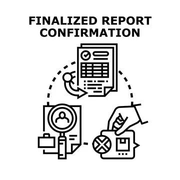Finalized report confirmation process illustration Stock Illustration