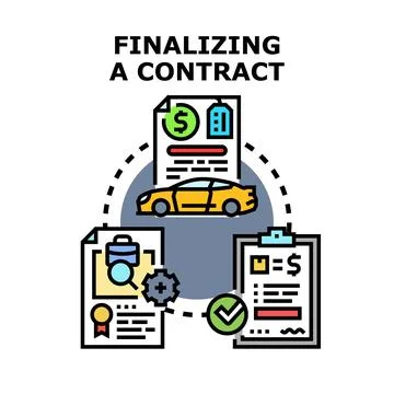 Finalizing auto contract purchasing process illustration Stock Illustration