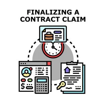 Finalizing contract claim process and legal agreement terms Stock Illustration