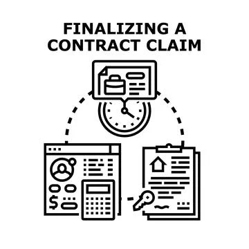 Finalizing contract claim process and legal agreement terms Stock Illustration