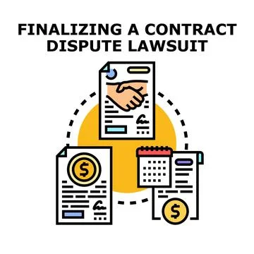 Finalizing contract dispute lawsuit agreement concept Stock Illustration