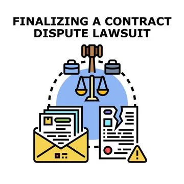 Finalizing contract dispute lawsuit resolution legal process Stock Illustration