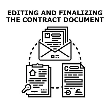 Finalizing contract document with legal papers and agreement Stock Illustration
