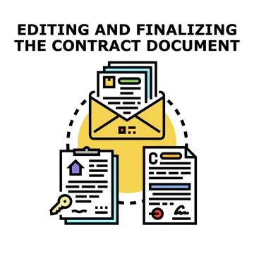 Finalizing contract document with legal papers and agreement Stock Illustration