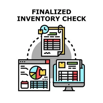 Finalizing inventory check creating detailed analytics report Stock Illustration