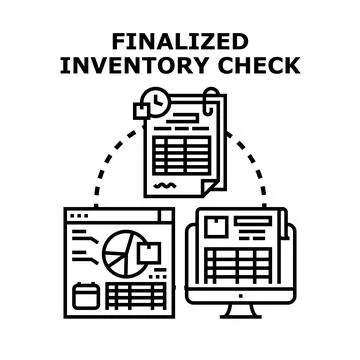 Finalizing inventory check creating detailed analytics report Stock Illustration