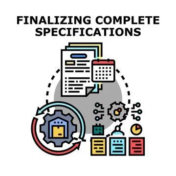 Finalizing project specifications and business requirements cycle Stock Illustration
