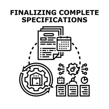 Finalizing project specifications and business requirements cycle Stock-Illustration