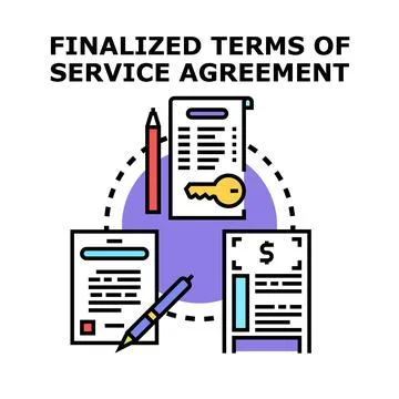 Finalizing service agreement contract creating secure digital document イラスト素材