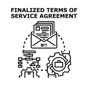 Finalizing terms of service agreement document process Stock Illustration