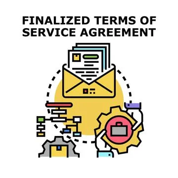 Finalizing terms of service agreement document process Stock Illustration