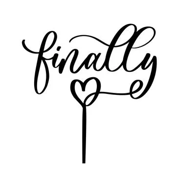 Finally lettering vector cake topper, Template for laser or milling cut, wedd Stock Illustration