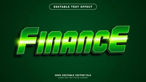 Finance 3D text style effect Editable text with green color concept Stock Illustration