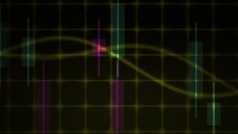 Finance Abstract Digital Chart with Glowing Wave Lines and Candlestick Patt.. Stock Footage 343698217