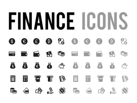 Finance, accounting payment method vector icon set Stock Illustration