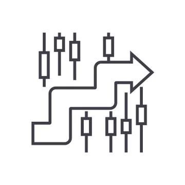 Finance analysis vector line icon, sign, illustration on background, editable Stock Illustration