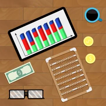 Finance analysis workplace Stock Illustration