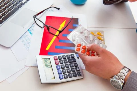 Finance analyst feeling sick due to bad results Stock Photos