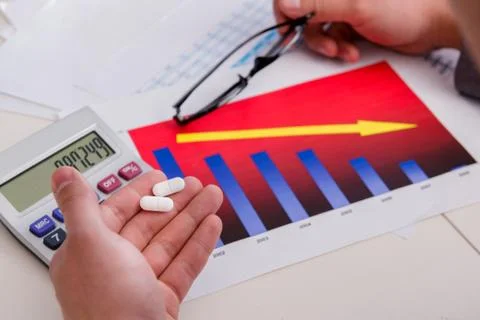 Finance analyst feeling sick due to bad results Stock Photos