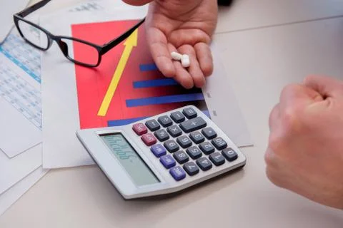 Finance analyst feeling sick due to bad results Stock Photos