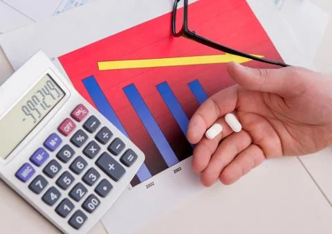 Finance analyst feeling sick due to bad results Stock Photos