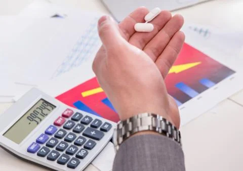 Finance analyst feeling sick due to bad results Stock Photos