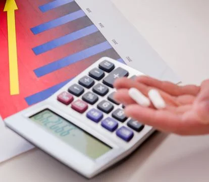 Finance analyst feeling sick due to bad results Stock Photos