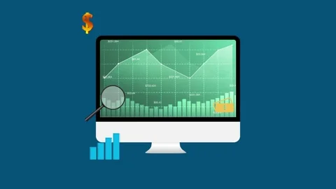 Finance and Analytics concept illustration animation 4k with graph Stock Footage 290993169