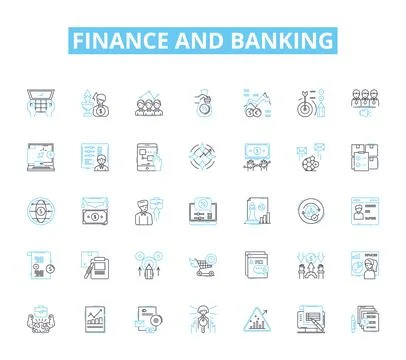 Finance and banking linear icons set. Investment, Budgeting, Credit, Interest Illustrazione stock