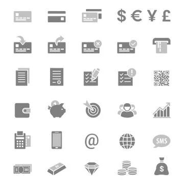 Finance and banking silhouette vector icon set Stock Illustration