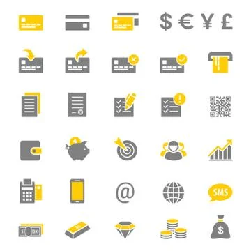 Finance and banking silhouette vector icon set Stock Illustration