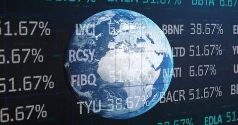 Finance and business data over earth. Illustrazione stock