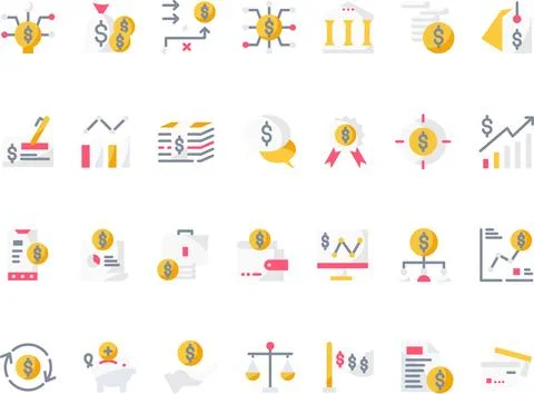 Finance And Business Filled Vector Icons Stock Illustration
