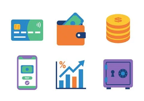 Finance and digital payment icon set Stock Illustration