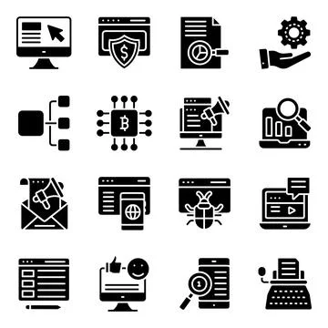 Finance and E business Solid Icons Pack Stock Illustration
