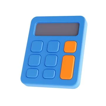 Finance And Education Concept. Stylized Blue Calculator Icon With Orange Bu.. Stock Illustration