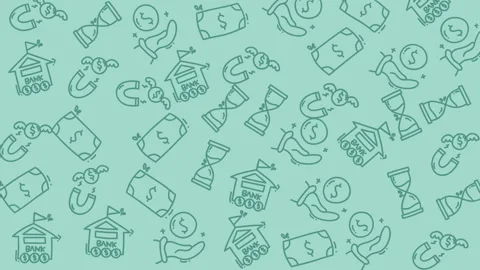 Finance and Education Pattern Background with Money Clock and Graduation Cap 库存影片 331416302