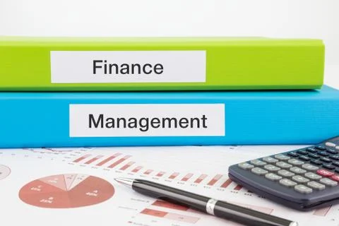 Finance and management documents with reports Stock Photos
