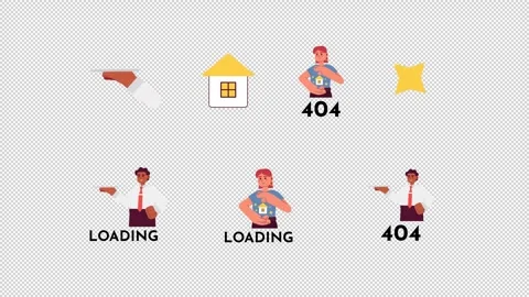 Finance and property loading error cartoon animation pack Stock Footage 345570323