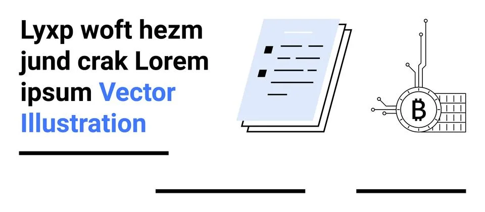 Finance and Technology Concept with Document and Bitcoin Symbol Stock Illustration