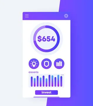Finance app mobile ui design, vector Stock Illustration