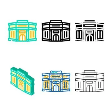 Finance bank building color icon minimal vector Ilustración de archivo