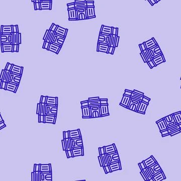 Finance bank building line vector seamless pattern 스톡 일러스트